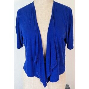 Apt. 9 Royal Blue Open Front Drape Cardigan Short Sleeve Rayon Plus Size 1X